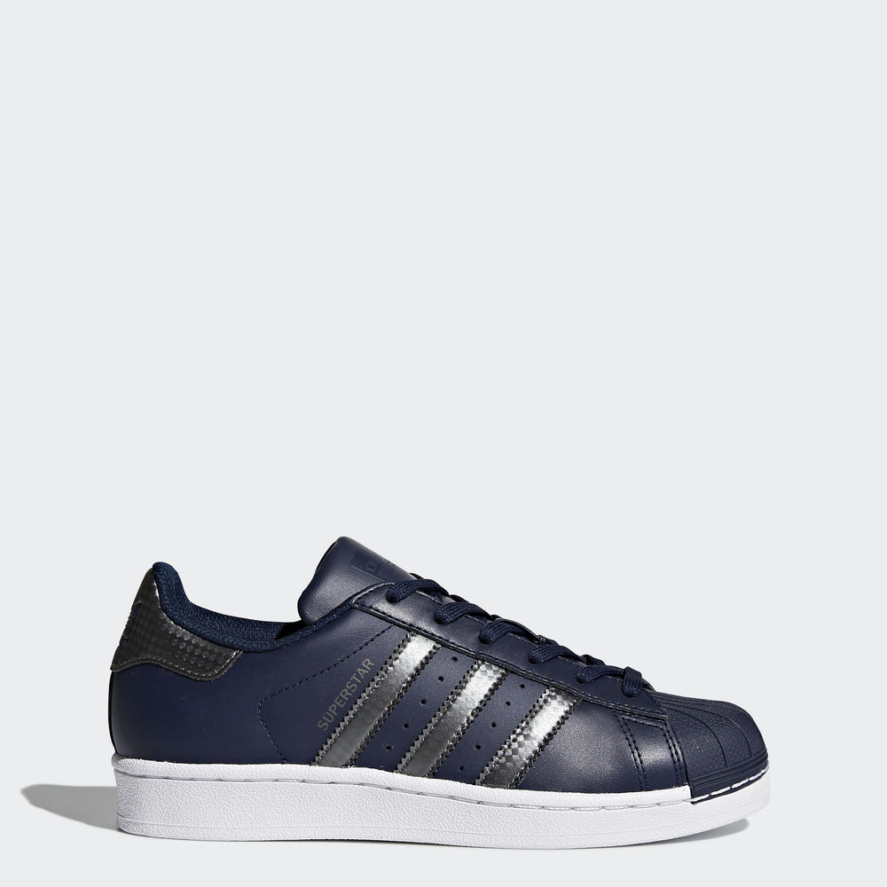 Adidas Superstar - Originals για αγορια - Σκουρο Μπλε/Μεταλλικός/Σκουρο Μπλε,Μέγεθος: EU 27 – 39 1/3